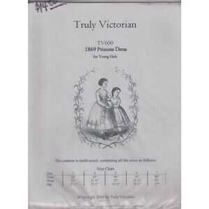 New Truly Victorian 1869 Princess Dress Sewing Pattern - TV600 - sizes 3-7